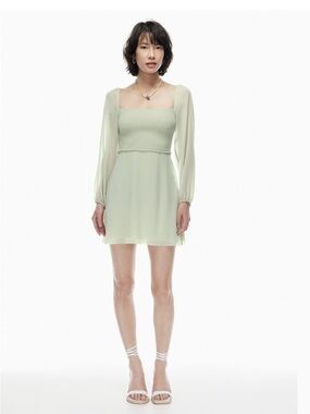 Aritzia Babaton Pale Green Square-Neck Mini Dress